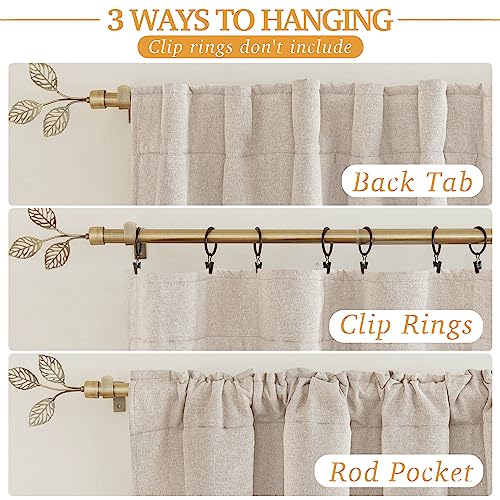RYB HOME 3-in-1 Soundproof Blackout Linen Curtains, 52 x 84 inches, Taupe, Pack of 2