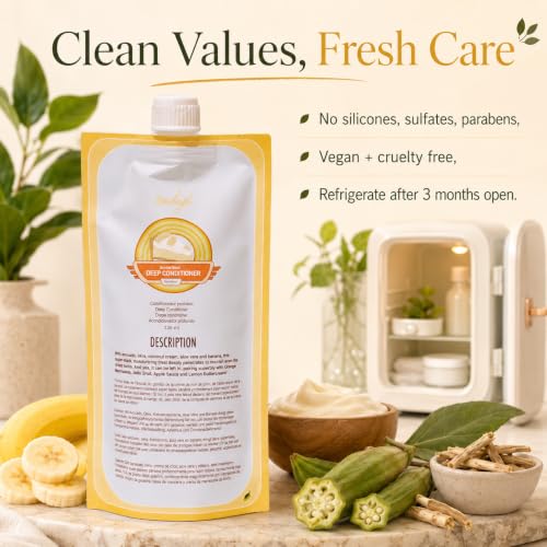 Ecoslay Banana Cream Deep Conditioner 8 oz - Nourishing Hair Mask for Dry, Damaged & Curly Hair - Plant-Based Treatment - Variation: 8 Fl Oz Pack of 1