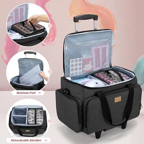LUXJA Nail Polish Organizer Bag with UV Lamp Storage - Holds 90 Bottles