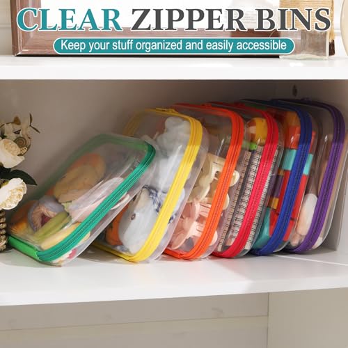 Sanwuta Assorted Color Clear Hard Zipper Cases Set of 6, 9.84 x 7.87 x 2 Inches