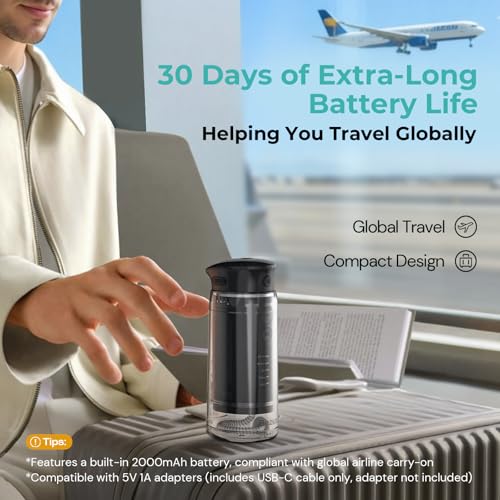 Portable Water Flosser for Travel - 5 Modes, 6 Tips, Black & Sky Blue