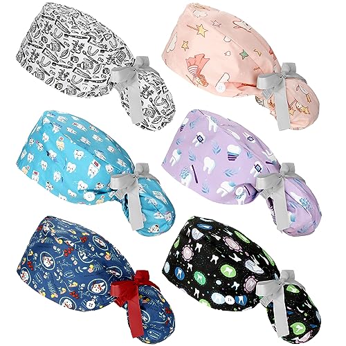 Honoson Nurse Caps for Women - Adjustable Bouffant Surgical & Dental Hats, Lovely Patterns