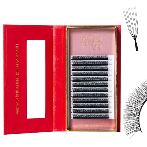 DeceMars 10D U Shaped Eyelash Extensions Easy Fans Double Tips 5D Russian Volume Crisscross Eyelashes Natural Soft YY Lash Extensions Handwoven Mesh Wispy Clusters Matte Black-0.07mm-D-8-15mm Mix