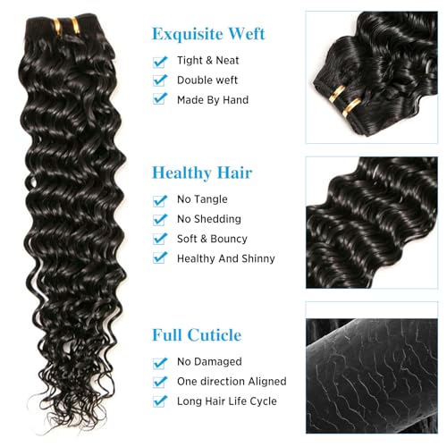 EMOL Deep Wave Hair Bundles 10-12-14 Inches Curly Human Hair Weave