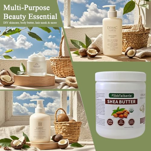 Unrefined Organic Shea Butter 16 oz - Natural Moisturizer for Skin & Hair