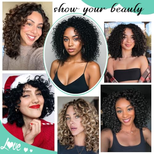 14 Inch T30# Pre Looped Curl Crochet Hair Extensions 8 Packs for Natural Waves