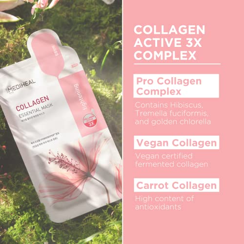 Korean Collagen Sheet Mask Pack of 10 - Firming & Hydrating Face Masks for All Skin Types