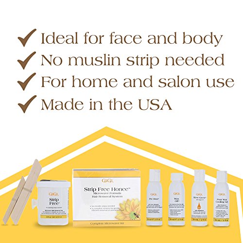 Gigi Strip-Free Honee Wax Kit for Hair Removal - Complete At-Home Waxing Kit for Face, Body, Bikini & Brazilian