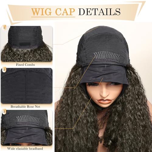 Afro Curly Headband Wig - 20 Inch Synthetic Kinky Curls for Black Women (Dark Brown Variation)