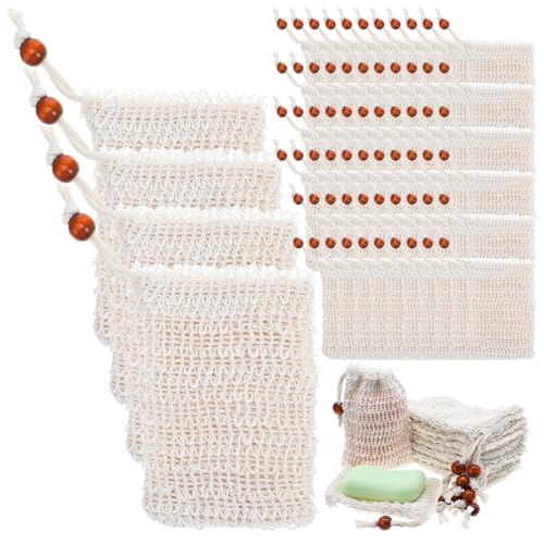 100 Pieces Sisal Soap Saver Bags Exfoliating Mesh Pouches for Bath and Shower