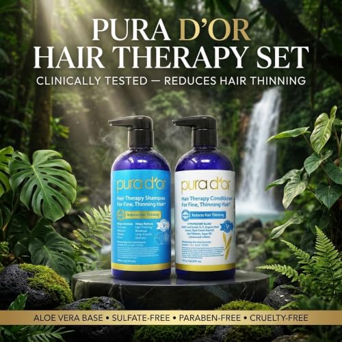 Herbal Scent Biotin Hair Thinning Shampoo & Conditioner Set 16oz x2 - Organic & Sulfate-Free