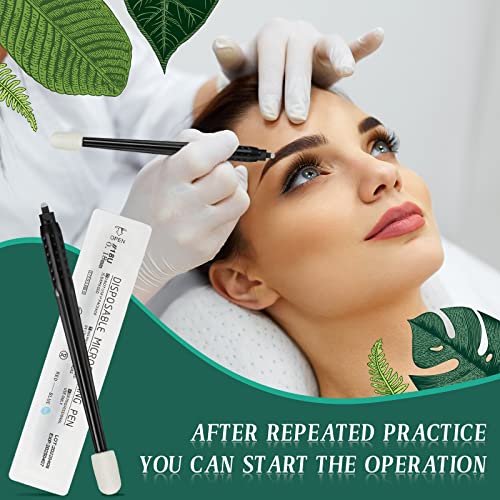 Disposable Microblading Pen Kit with Pigment Sponge - 12 Pcs Professional Eyebrow Tool