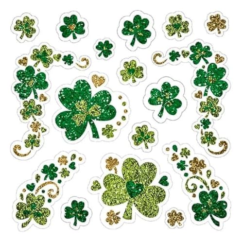Shamrock Glitter Body Jewelry - 7.75" x 6" (Pack of 1) - St. Patrick's Day Celebration with Assorted Non-Toxic Designs - Sparkle in Parades, Parties & More