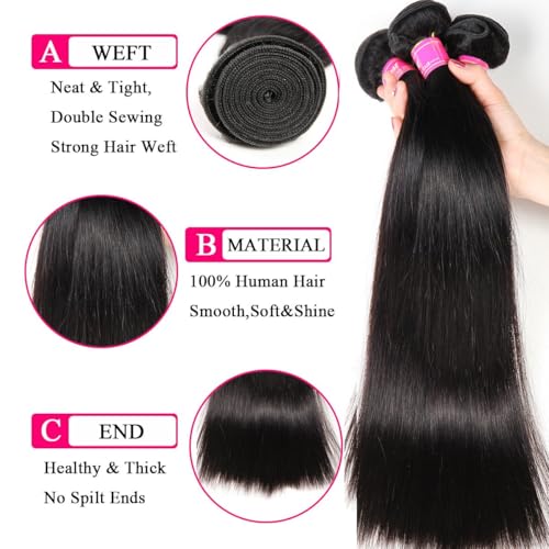 Natural Color 20/22/24 Inch Straight Human Hair Bundles Virgin Brazilian Remy Hair
