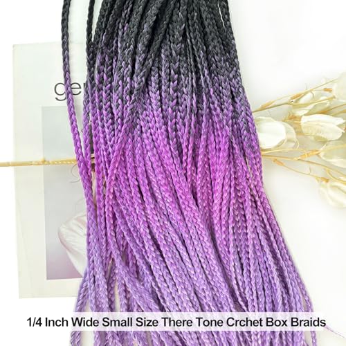 Chicmoi 20 Inch Ombre Purple Crochet Box Braids - 6 Packs, Small Thin Braid Extensions