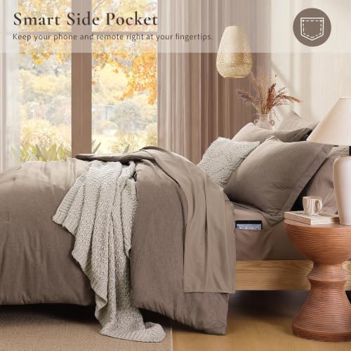 Amber Brown King Comforter Set - 7 Pieces Bedding in a Bag, Soft & Cozy