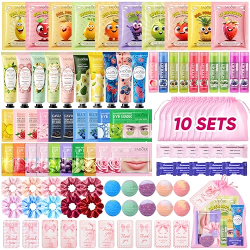 100 Pcs Spa Party Favors Bulk Set for Women & Girls with Face Masks & Self Care Items - Pack of 1