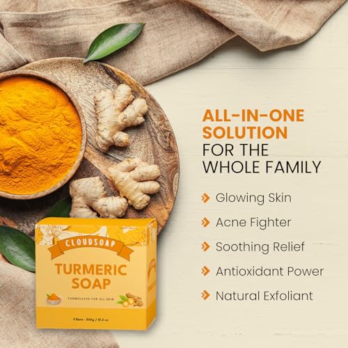 Turmeric Soap Bars ? Natural Glow-Enhancing Cleanser with Herbal Extracts ? Gentle, Moisturizing Bar for Dry & Sensitive Skin ? Face & Body Wash for All Skin Types ? 3 Pack (3.5 oz Each)