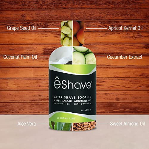 eShave Luxury After Shave Balm Verbena Lime 6 oz - Soothes Razor Burn & Moisturizes Skin