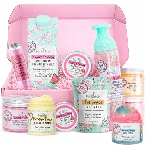 Bella & Bear Spa Gift Set for Girls & Teens ? Over $90 Value Beauty Mystery Box ? 10?12 Full & Travel Size Bath, Body & Skincare ? Birthday & Holiday Gift