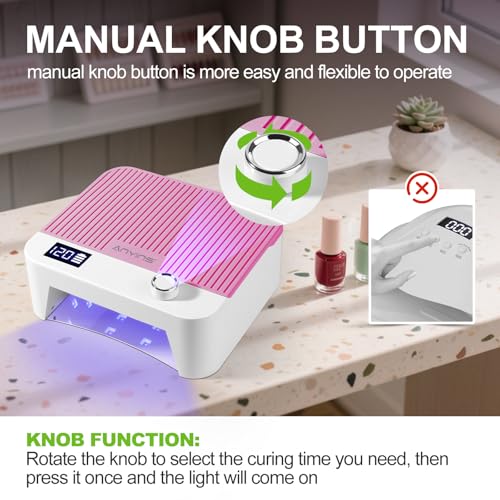 Cordless UV LED Nail Lamp 120W for Gel Nails with Auto-Sensor - Pink - Long-Lasting Beads