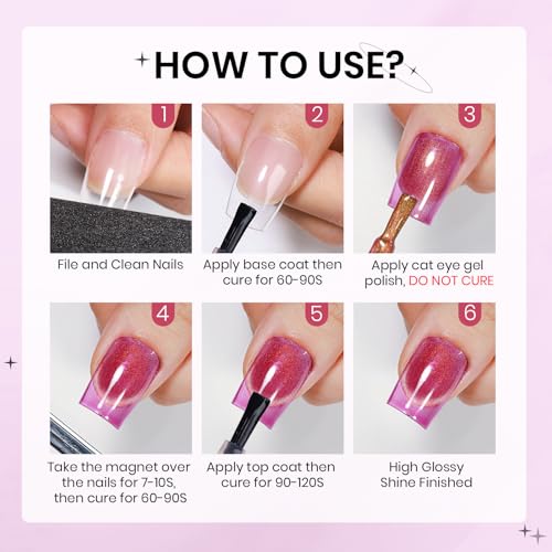 Magnetic Nail Polish Gel Set - 12 Vibrant Cat Eye Colors with Magnet for Mesmerizing 3D Effects