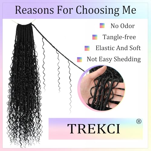 30 Inch Faux Locs Crochet Hair Set - 8 Pack Boho Goddess Locs for Black Women