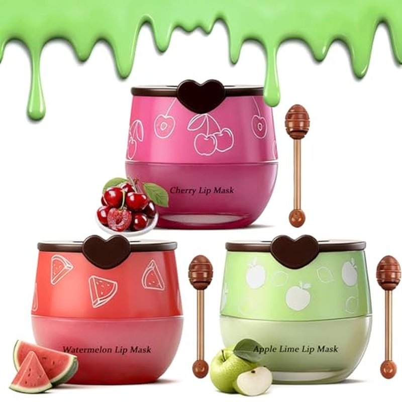 3PCS Bee Lip Balm Honey Pot, Moisturizing Propolis Lip Mask,Hydrating Prevention Dry and Cracked Lip Scrubs Exfoliator,Lip Sleep Mask Reduces Lip Lines Lip Skin Care Products