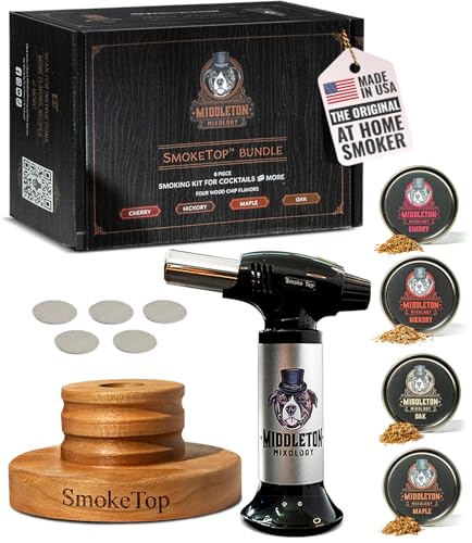 Cocktail Smoker Kit with Torch & 4 Wood Chip Flavors - Home Bar Accessory