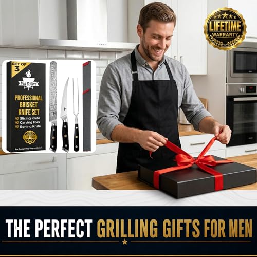 Iron Grillers 12-Inch & 6-Inch Meat Carving Knife Set with Fork - High-Carbon German Steel