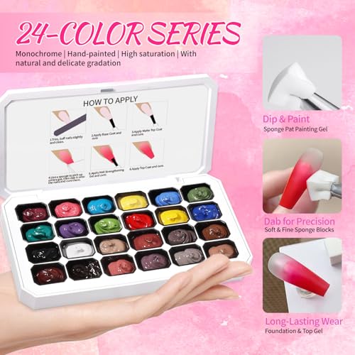Finger Secret 24-Color Ombre Gel Nail Polish Set with Sponges - Gradient & Blooming Nail Art