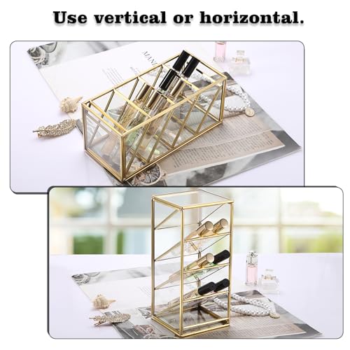 ELLDOO 4 Compartment Vintage Glass Perfume Organizer - Clear Display Case