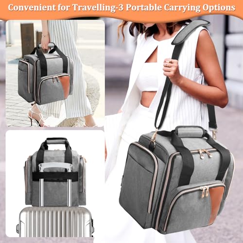 Large Nail Polish Organizer Bag Holds 80 Bottles (15ml/0.5 fl.oz), Portable Nail Lamp Kit Shoulder Case with 4 Removable Pouches, Multiple Pockets for Nail Supplies Storage (Elegant Gray)