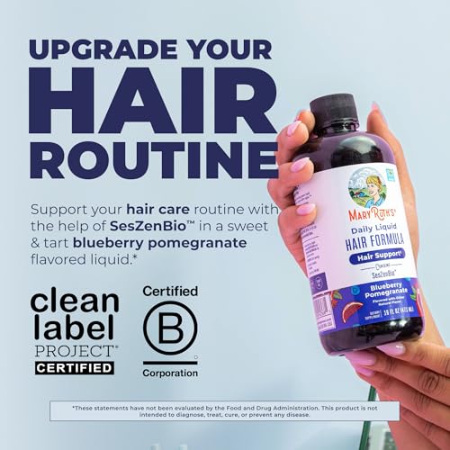 MARYRUTH'S Daily Liquid Hair Formula | With 500 mg SesZenBio¢â + 2,500 mcg Biotin | Vitamin C | Thicker, Stronger Hair for Women | Hair, Skin, & Nail Health | Collagen Production | 16 Fl Oz
