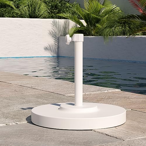 California Umbrella 50 lbs. Concrete Umbrella Base - White, Powder-Coated Steel, Round