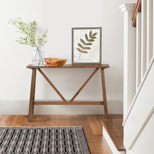Wnutrees 43" Farmhouse Solid Wood Console Table - Rustic Hallway/Entry Sofa Table