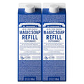 Liquid Castile Soap Refill Peppermint 32oz 2-Pack - Organic Vegan, Concentrated