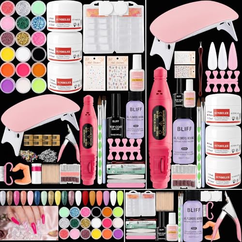 Acrylic Nail Kit with Drill for Beginners - Includes UV Light & 18 Colors