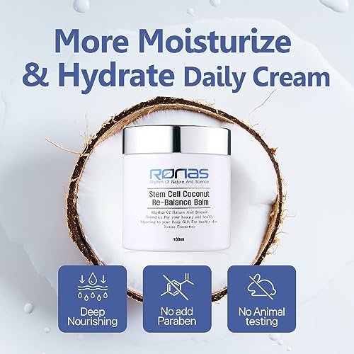 Anti-Aging Coconut & Shea Body Balm with Stem Cells - Hydrating Moisturizer for Face & Neck, Paraben-Free