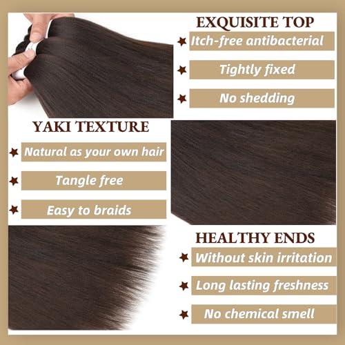 Pre Stretched Braiding Hair Extensions 20 Inch Dark Brown 6 Packs - Crochet & Twist Styles