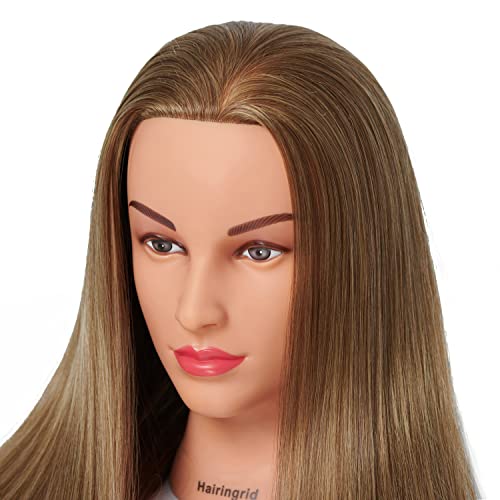 26-28 Inch Golden Brown Synthetic Hair Mannequin Head for Hair Styling & Training