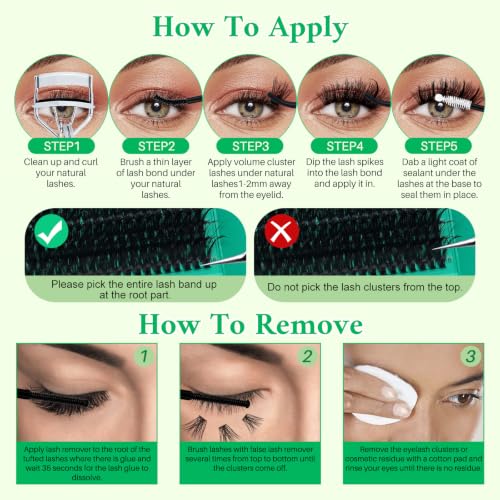 Lash Clusters Kit with 970 Fake Eyelashes, Bond & Seal, Tweezers & Remover - Variation KIT-005
