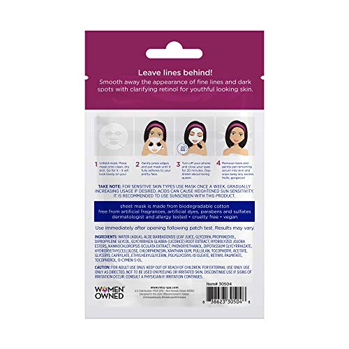 Miss Spa Anti-Aging Facial Sheet Mask, 4 Pack, Smooths Appearance of Fine Lines and Dark Spots, Hydrating and Revives Skin
