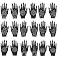 Henna Tattoo Stencils Kit, 18 Sheets Self-Adhesive Templates, Indian Mehndi Designs for Hands, Traditional Body Art