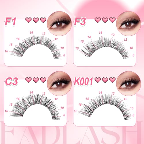 Lash Clusters DIY 4 Styles Cluster Eyelash Extensions with Thin Band Wispy Lashes Clusters D Curl Eyelash Clusters 8-16mm by FADLASH(F1+F3+C3+K001, 8-16mm)
