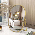 Adjustable Oval Vanity Mirror with Gold Metal Frame - Tabletop Makeup & Room Decor
