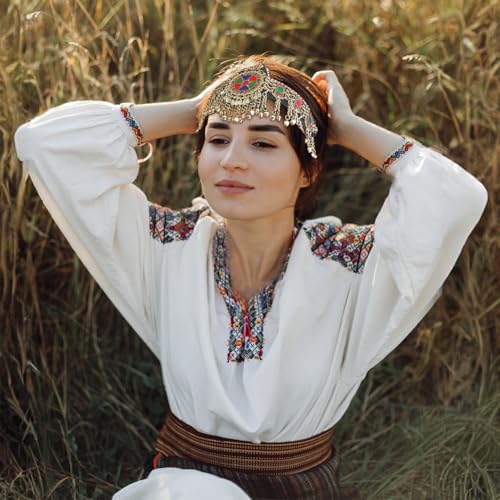 Duel On Jewel Afghan Tribal Headpiece for Women - Festival & Cultural Costume Accessory