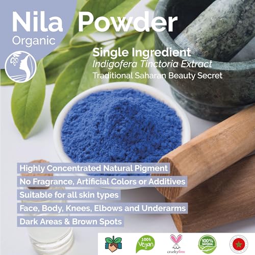Fatima's Garden Pure Nila Indigo Powder 50g - Natural Moroccan Face & Hair Care Powder for Exfoliating and Moisturizing
