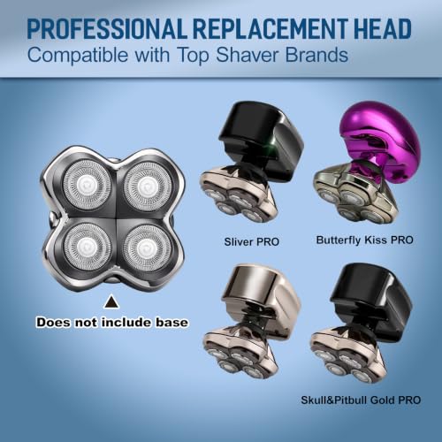 Pro 4 Replacement Razor Heads for Skull & Pitbulls Electric Shavers – 3 Pack, Waterproof, Easy Snap-On Fit
