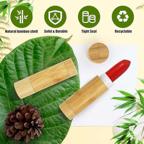 Starry 24 Pcs 5g Bamboo Empty Lip Balm Tubes with Filling Tray & Spatula Leak Free DIY Natural Lip Balm Making Kit